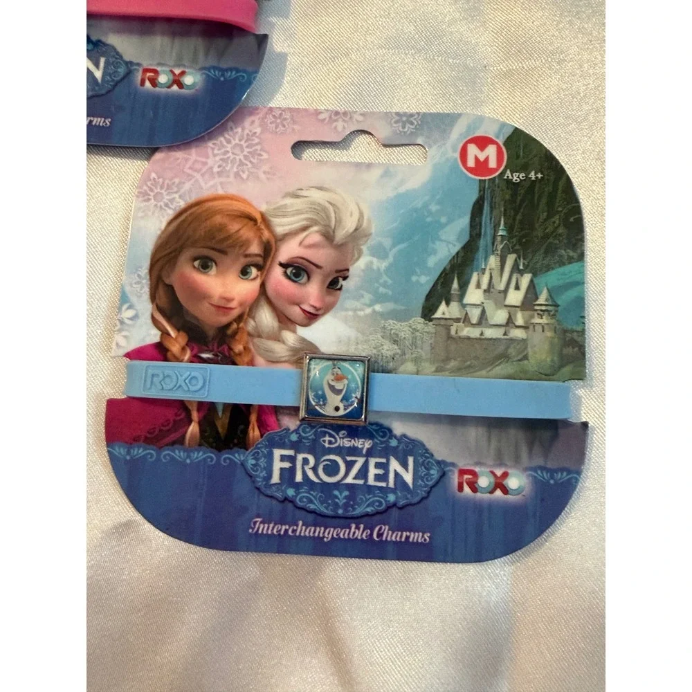 Disney Frozen ROXO 3 Silicone Bracelet Set Elsa Anna Olaf Interchangeable Charm